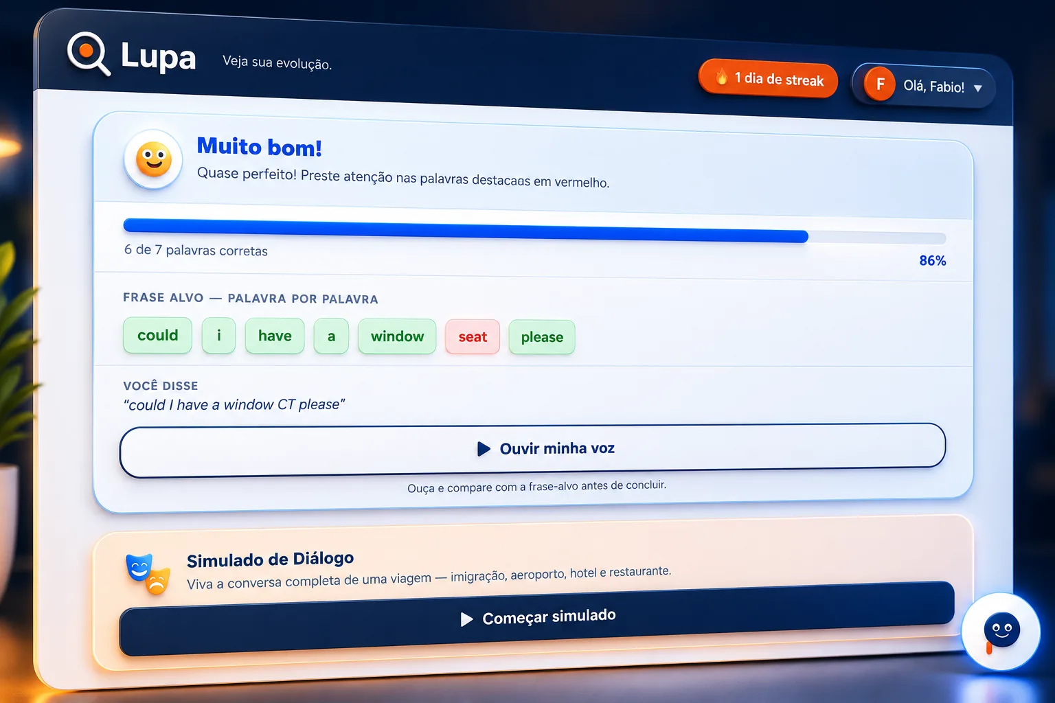 Feedback de IA na Lupa — correção palavra por palavra