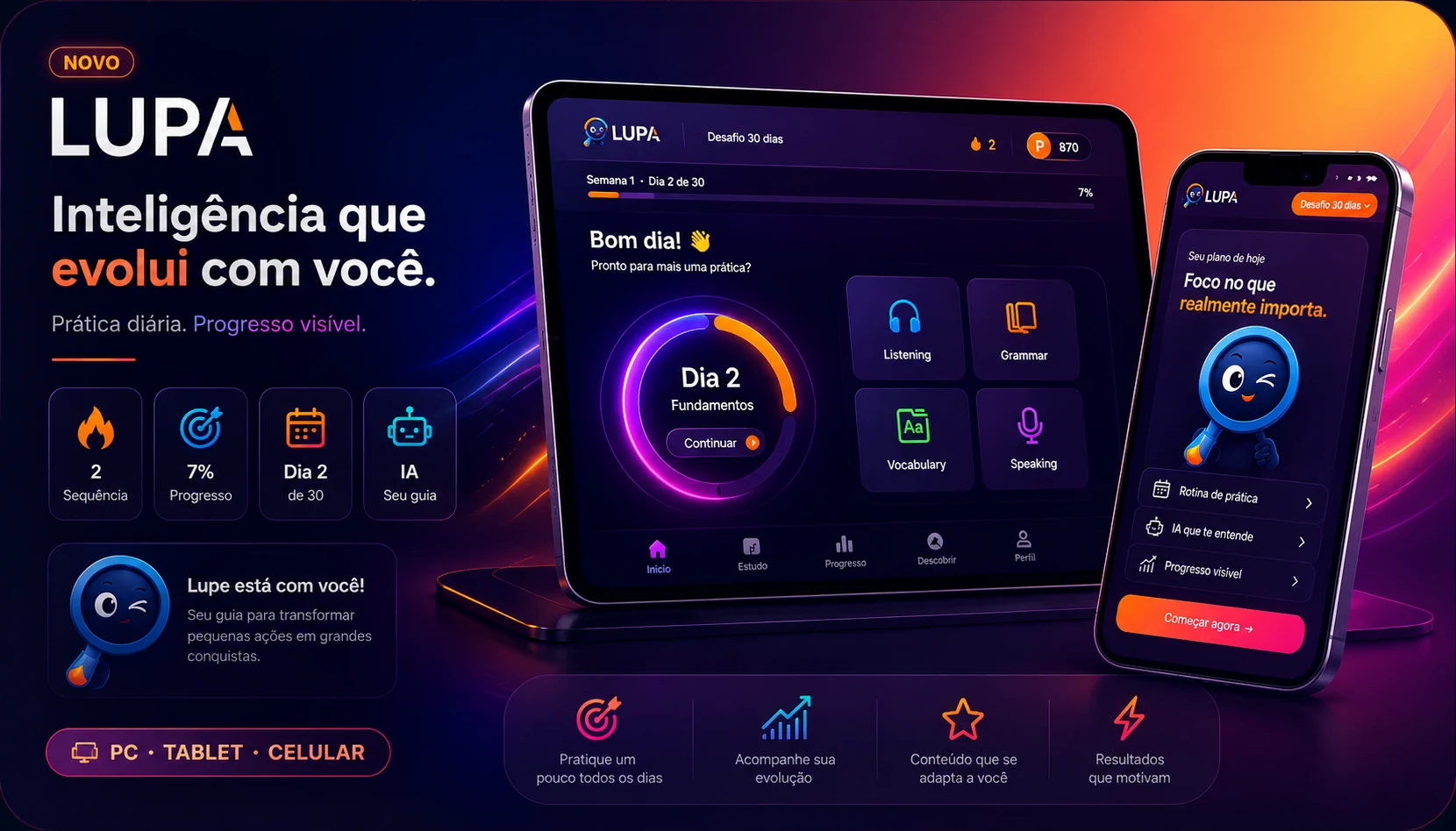 Lupa — plataforma de hábito em inglês